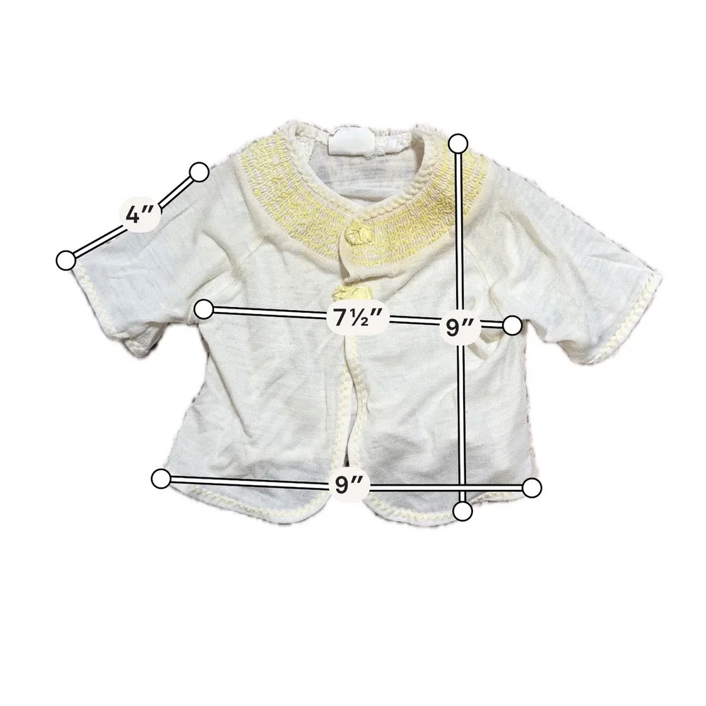 Vintage Carters Layette Baby Cardigan White Yellow Smocked Embroidered Knit